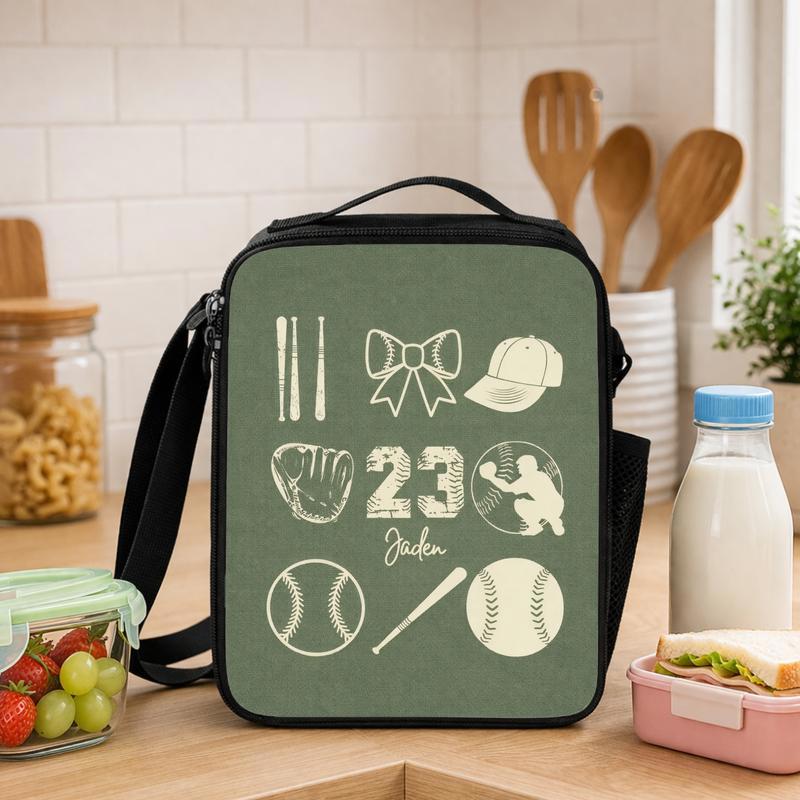 Custom Baseball Lunch Bag - Name And Number Sports Icons Lunch Box Bag - Savourry