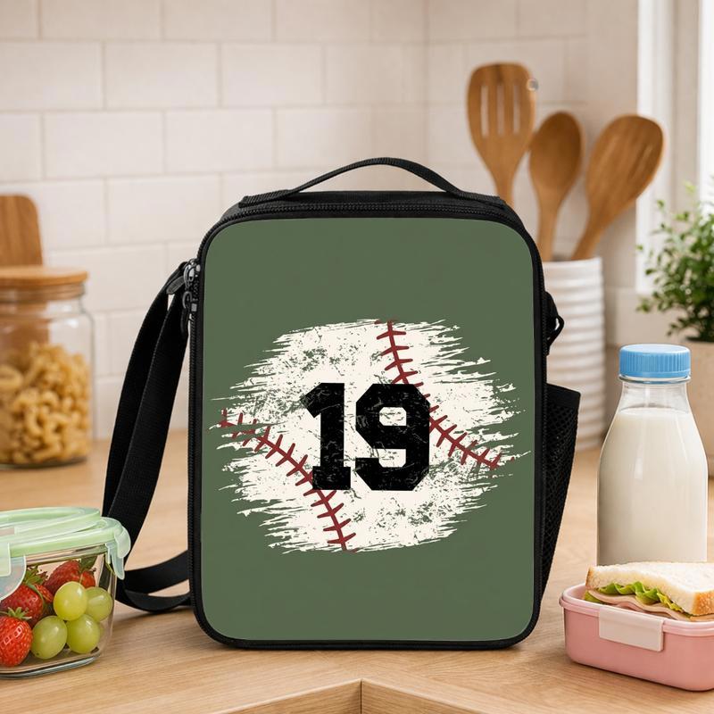 Custom Baseball Number Lunch Bag - Back To School Sports Kids Lunch Box Bag - Savourry