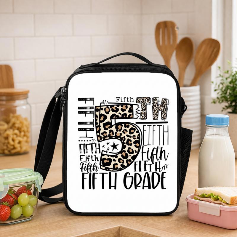 Custom Grade Lunch Bag - Elementary School Leopard Print Style Lunch Box Bag - Savourry