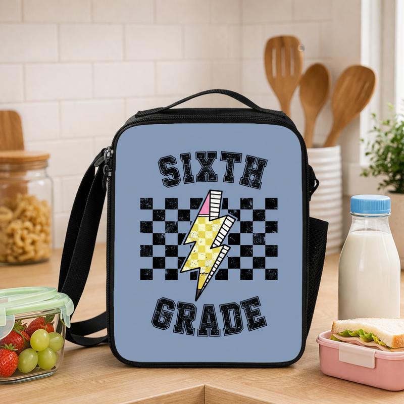 Custom Grade Middle School Lunch Bag - Back To School Cool Retro Style Lunch Box Bag - Savourry