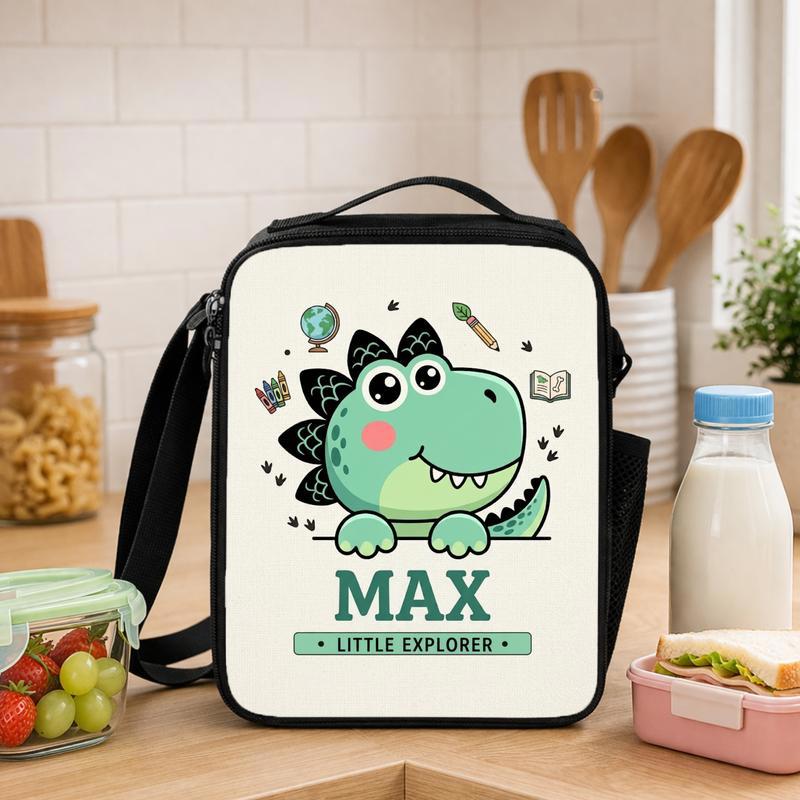 Custom Little Explorer Dino Lunch Bag - School Adventure Kids Lunch Box Bag - Savourry