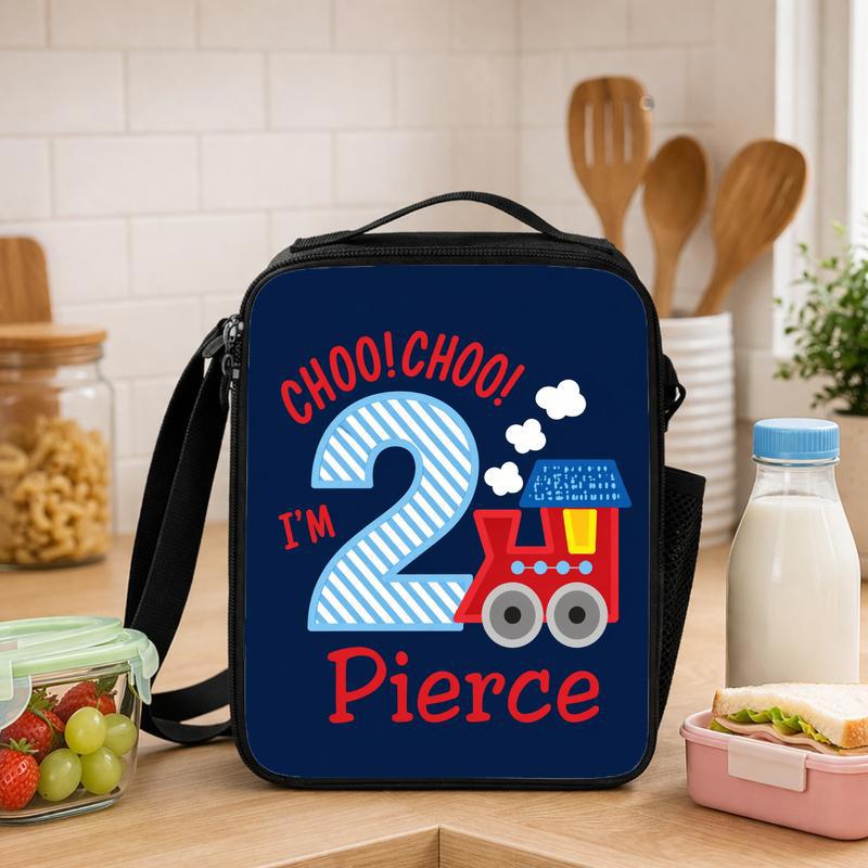 Custom Name Train Lunch Bag - I'm 2 Choo Choo Kids Gift Lunch Box Bag - Savourry