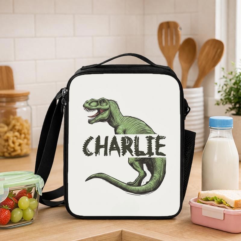 Custom Name T-Rex Lunch Bag - Cool Boys Back To School Lunch Box Bag - Savourry