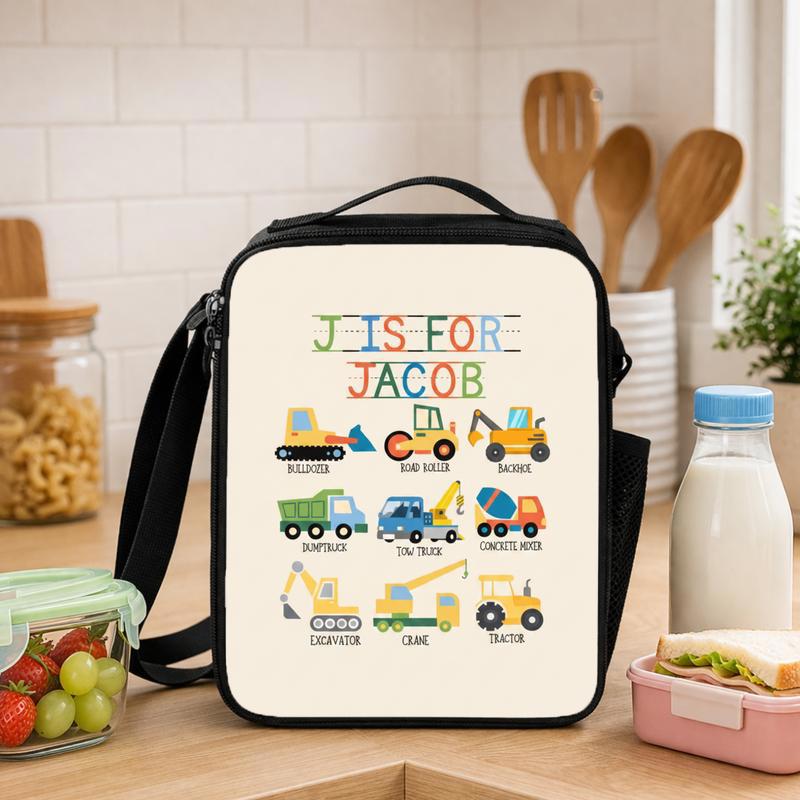 Custom Name Truck Lunch Bag For Boys - Back To School Gift Lunch Box Bag - Savourry