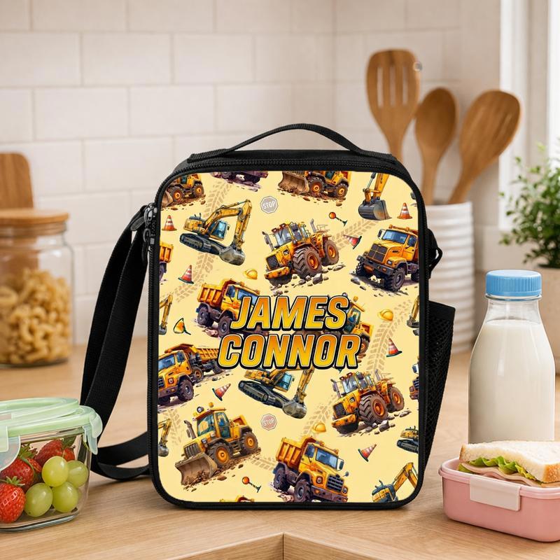 Custom Name Truck Lunch Bag For Boys - Cool Back To School Lunch Box Bag - Savourry