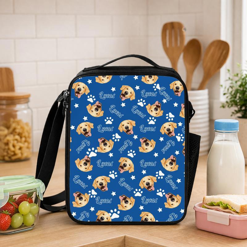 Custom Pet Photo Backpack_ Personalized Dog_Cat Face Gift Set, Back To School Gift Lunch Box Bag - Savourry