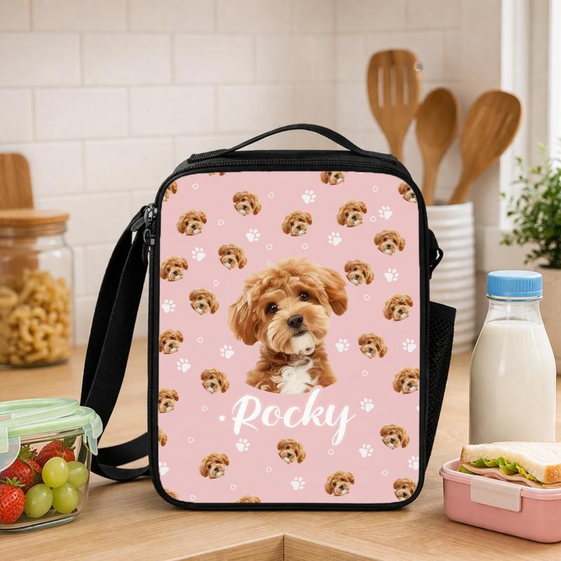 Custom Pet Photo Backpack_ Personalized Dog_Cat Face Schoolbag Lunch Box Bag - Savourry
