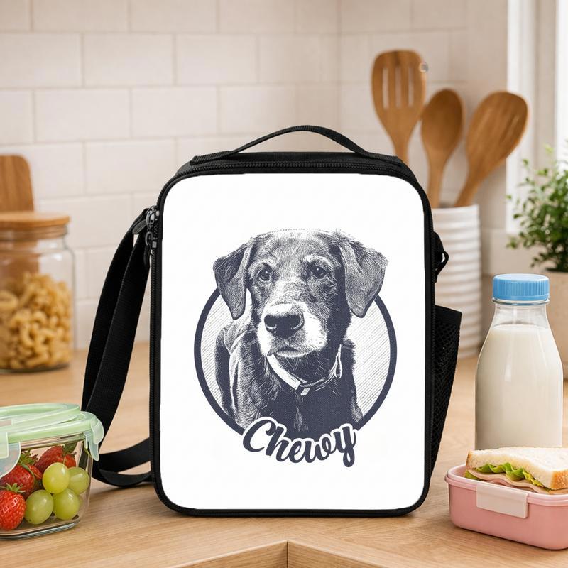 Custom Pet Portrait T-Shirt_ Personalized Dog Cat Photo Keepsake Tee Memorial Gift For Pet Lover Lunch Box Bag - Savourry