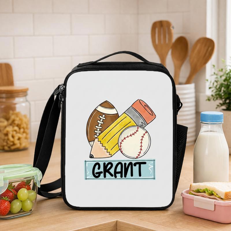 Custom Sports Lunch Bag - Baseball Football School Kids Bag Lunch Box Bag - Savourry