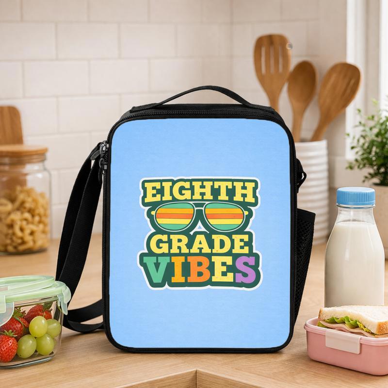 Custom 8th Grade Lunch Bag - Middle School Back To School Retro Vibe Lunch Box Bag - Savourry