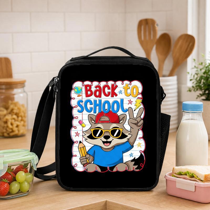 Cute Raccoon Lunch Bag - Kids Back To School Fun Design Lunch Box Bag - Savourry