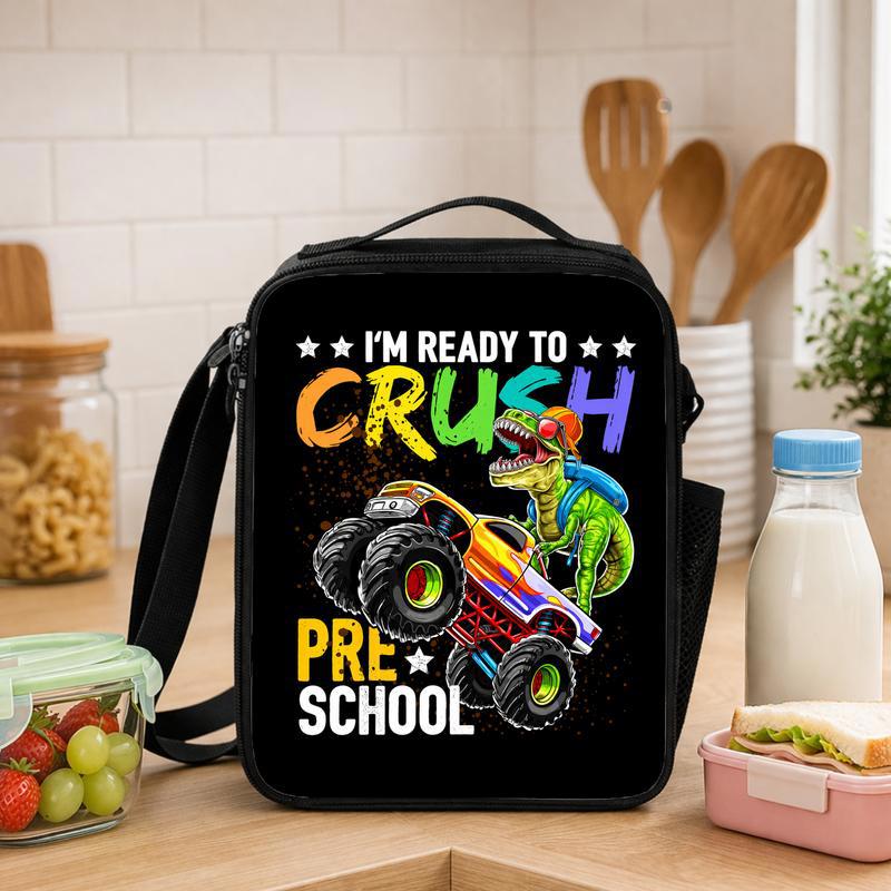Dinosaur Monster Truck Lunch Bag For Kids - Back To School Fun Lunch Box Bag - Savourry