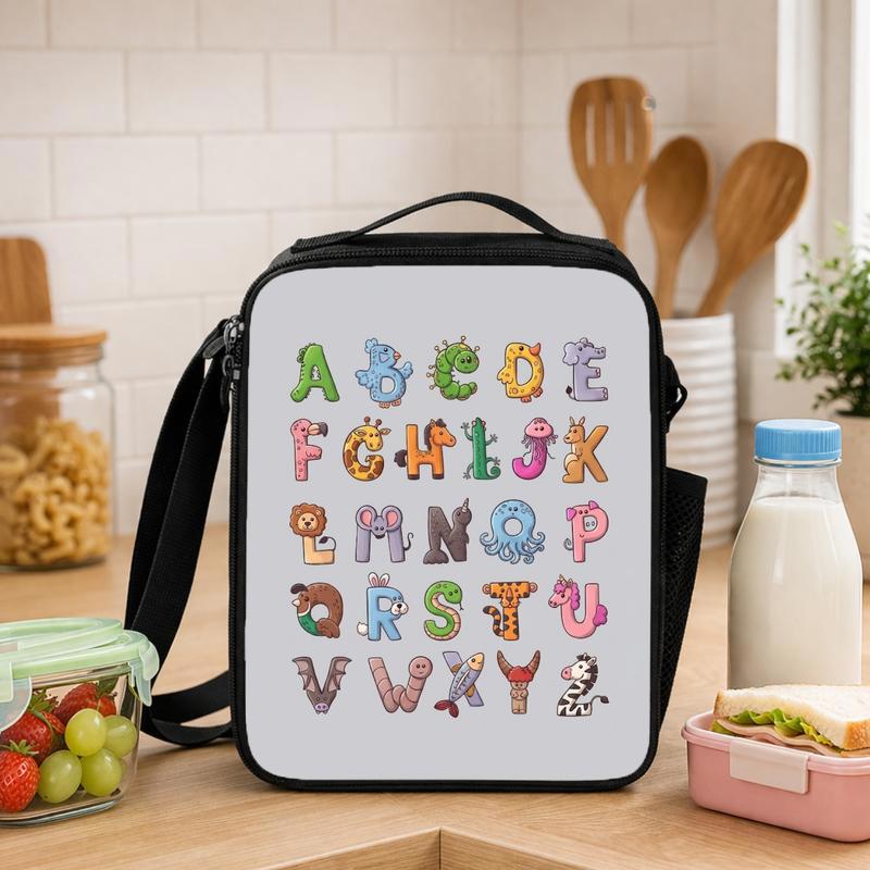 Educational Kids Lunch Bag - Fun ABC Animals Learning Design Lunch Box Bag - Savourry