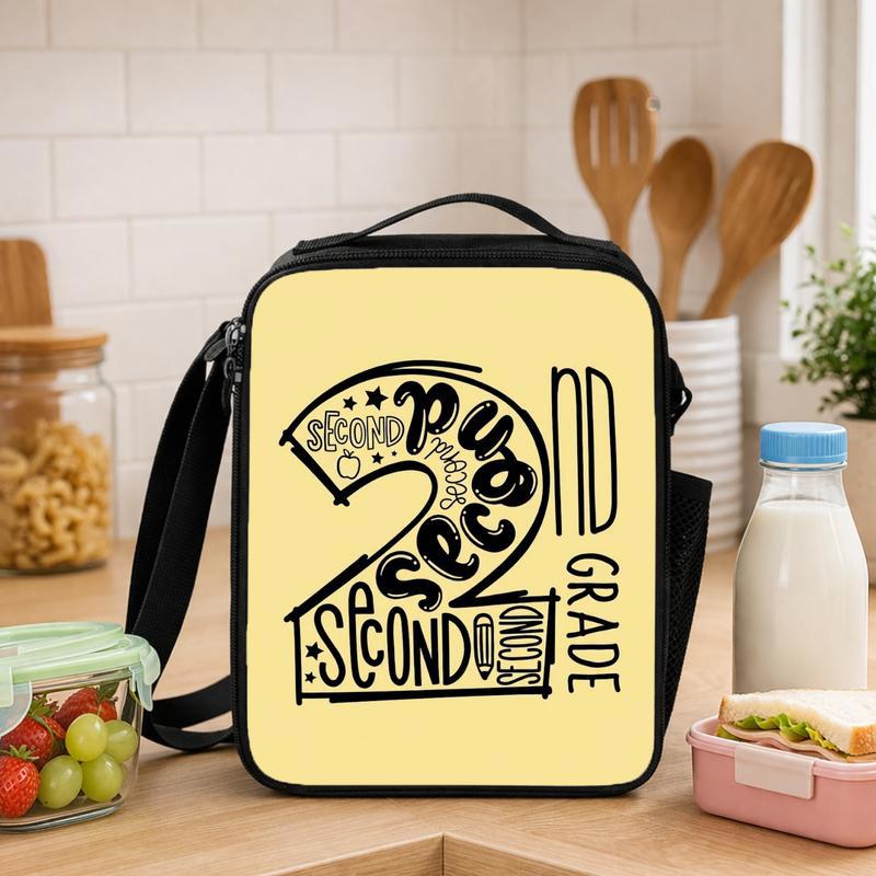 Elementary School 2nd Grade Lunch Bag - Cool Bold Letter Style Lunch Box Bag - Savourry