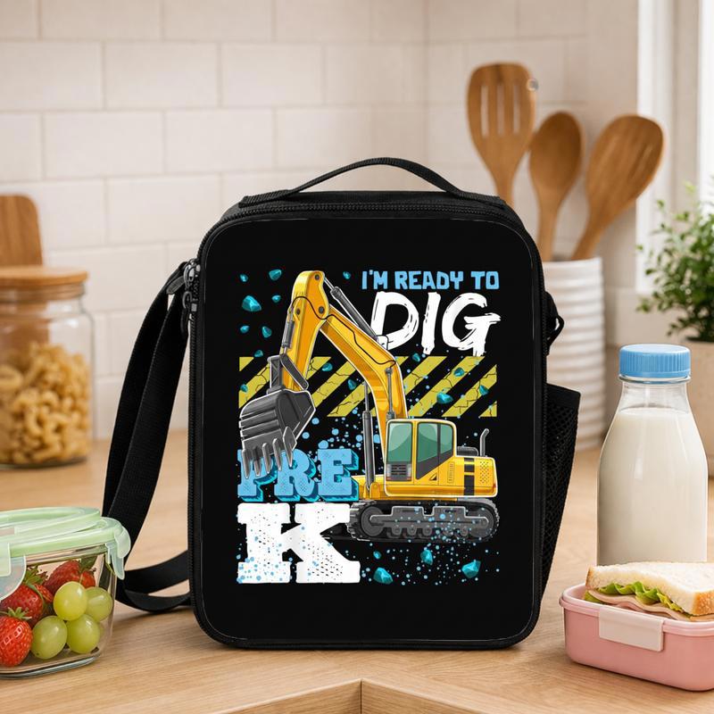 Excavator Lunch Bag For Kids - Ready To Dig Pre-K Gift Lunch Box Bag - Savourry