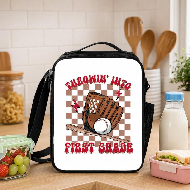 First Grade Baseball Lunch Bag - Back To School Retro Kids Lunch Box Bag - Savourry