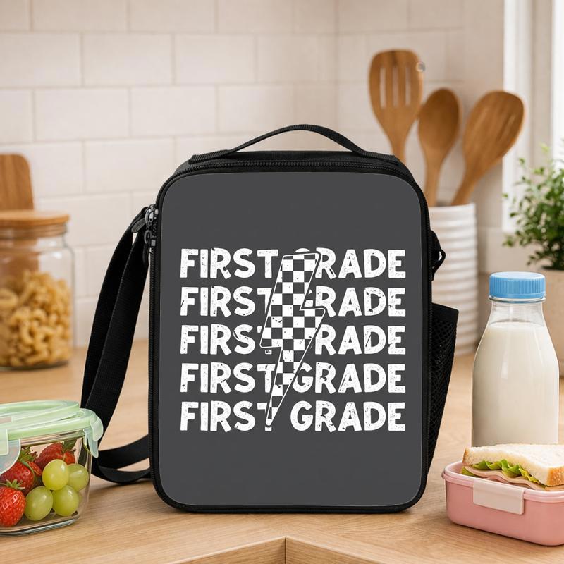 First Grade Lightning Checkerboard - Cool Kids School Lunch Bag Lunch Box Bag - Savourry