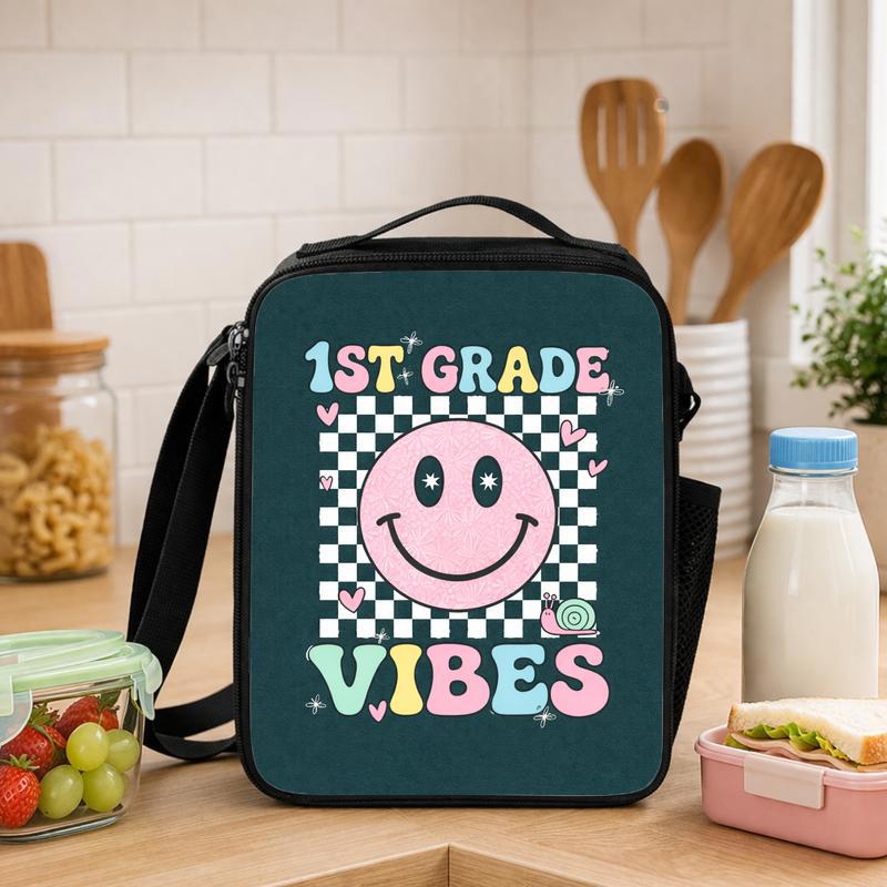 First Grade Lunch Bag For Girls - Cute Smiley School Style Lunch Box Bag - Savourry