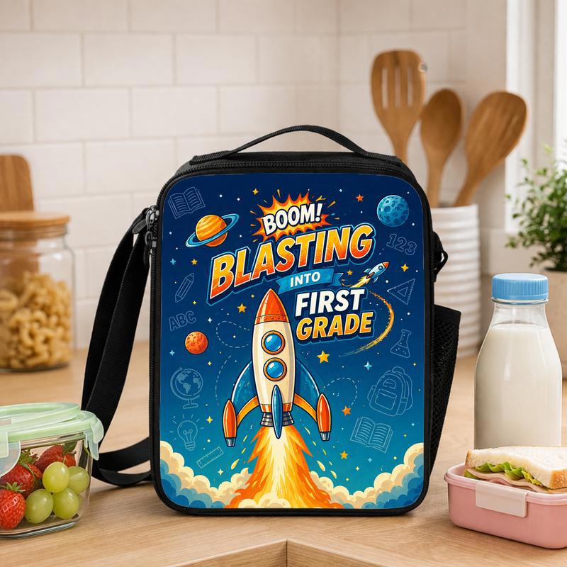 First Grade Rocket Lunch Bag Kids - Blasting Into First Grade Lunch Box Bag - Savourry