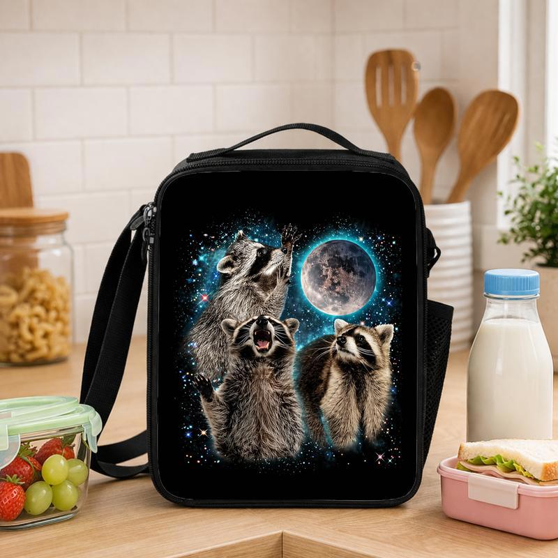 Galaxy Raccoon Moon Lunch Bag - Kids Back To School Style Lunch Box Bag - Savourry