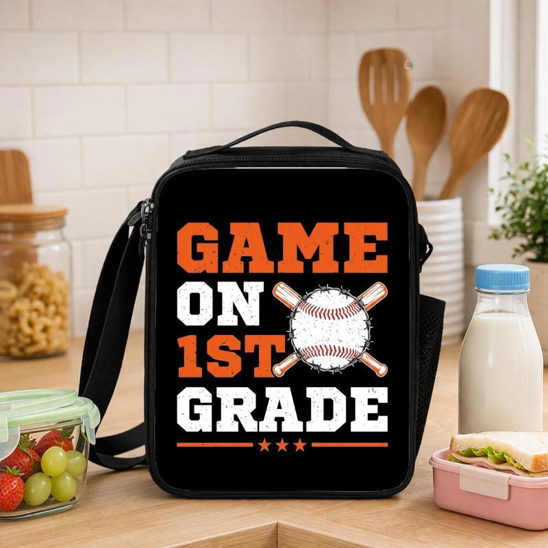 Game On First Grade Lunch Bag - Baseball Kids Gift Lunch Box Bag - Savourry