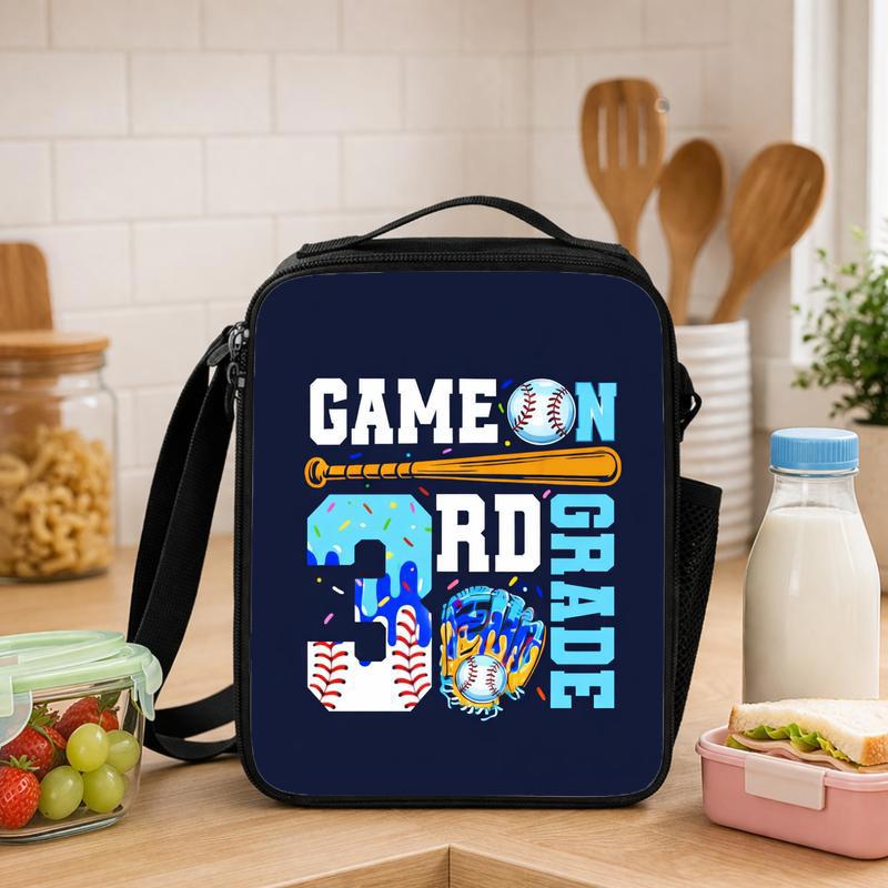 Game On 3rd Grade Lunch Bag - Cool Baseball Back To School Lunch Box Bag - Savourry