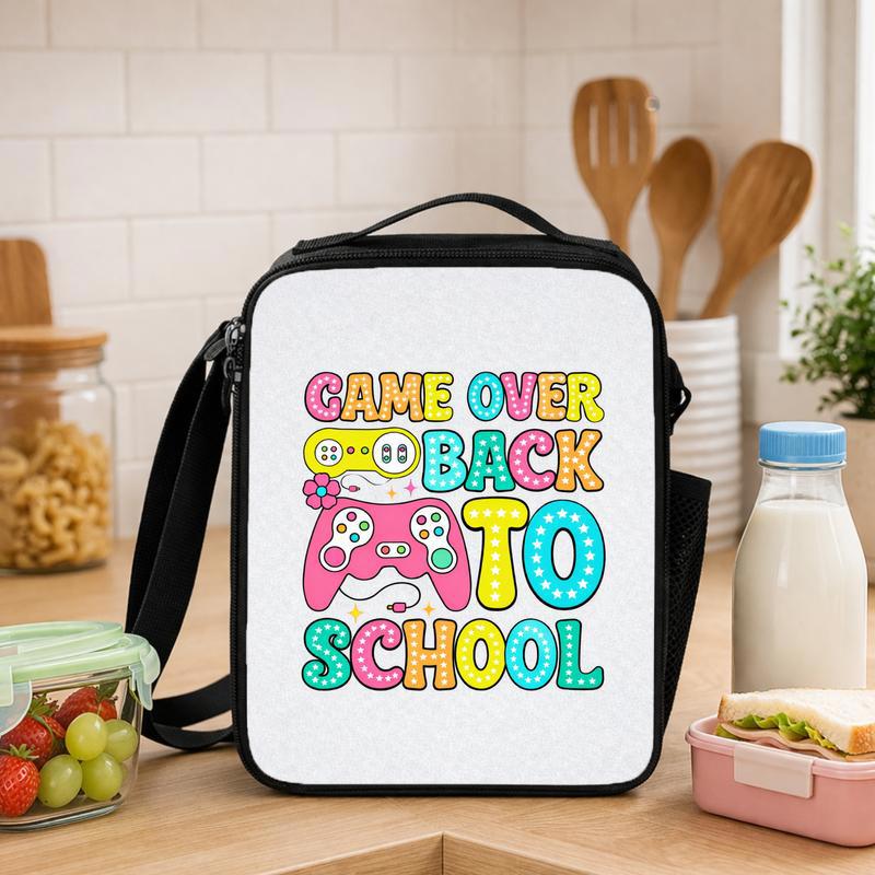 Game Over Back To School Lunch Bag - Cute Gamer Kids Style Lunch Box Bag - Savourry