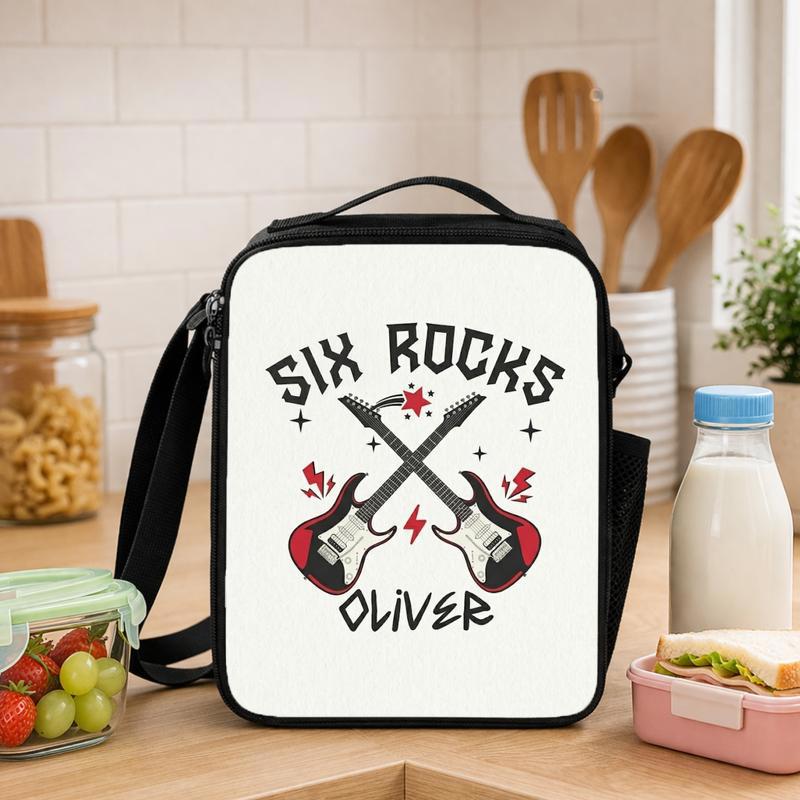 Grade Rocks Lunch Bag For Kids - Custom Name Rock N Roll Style Lunch Box Bag - Savourry