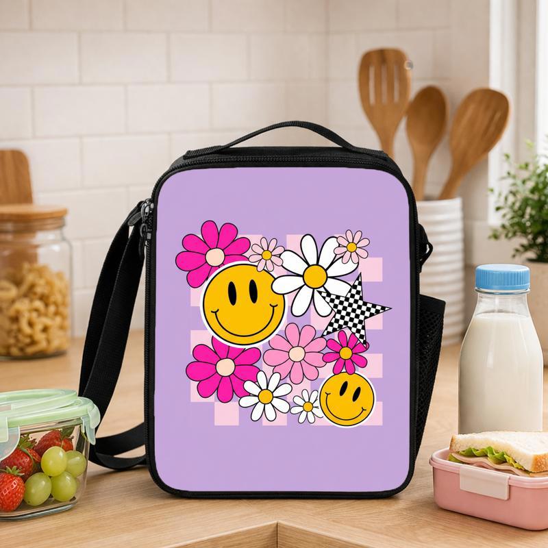 Groovy Daisy Smiley Lunch Bag - Retro Girls School Style Lunch Box Bag - Savourry