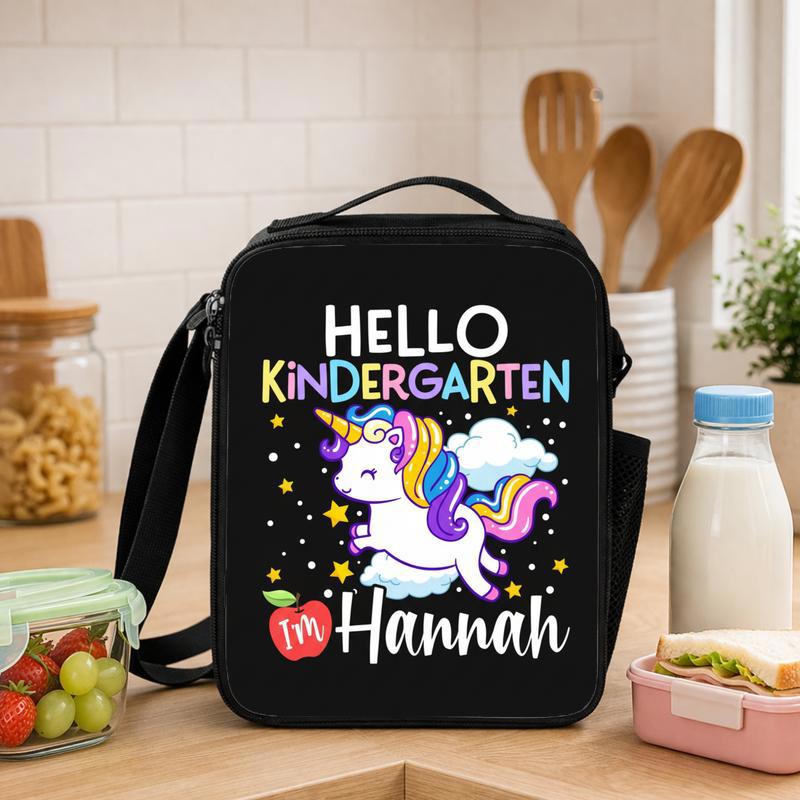Hello Kindergarten Lunch Bag - Cute Unicorn Kids Style Lunch Box Bag - Savourry