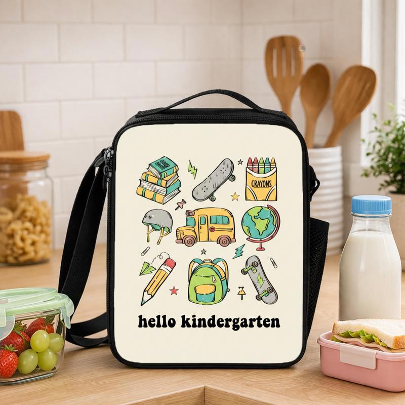 Hello Kindergarten Lunch Bag - School Icons Back To School Kids Lunch Box Bag - Savourry