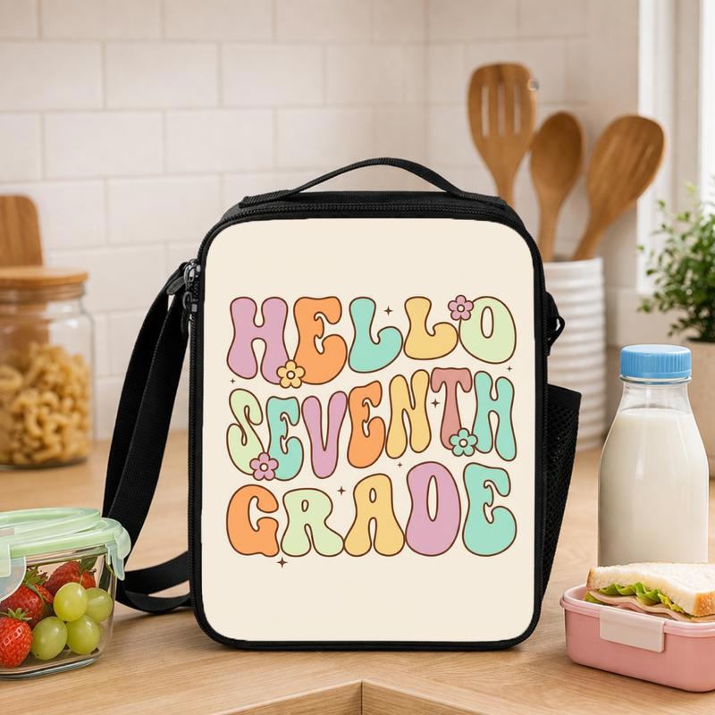 Hello 7th Grade Lunch Bag - Middle School Back To School Fun Lunch Box Bag - Savourry