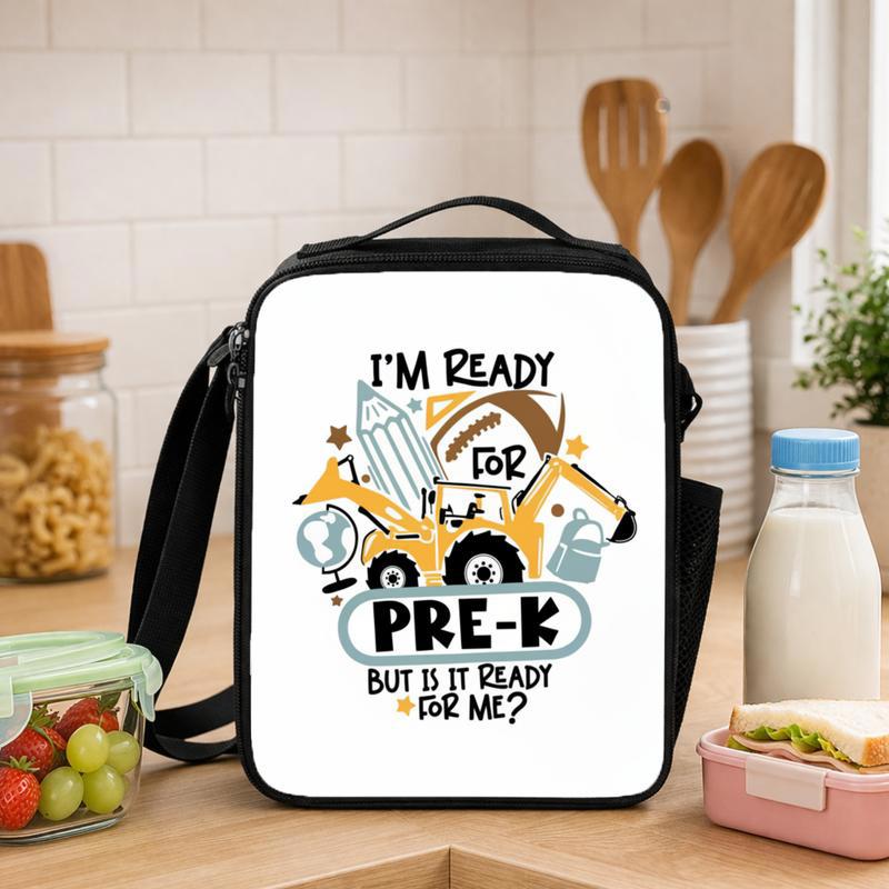 I'm Ready For Pre-K Lunch Bag For Kids - Funny Construction Theme Lunch Box Bag - Savourry