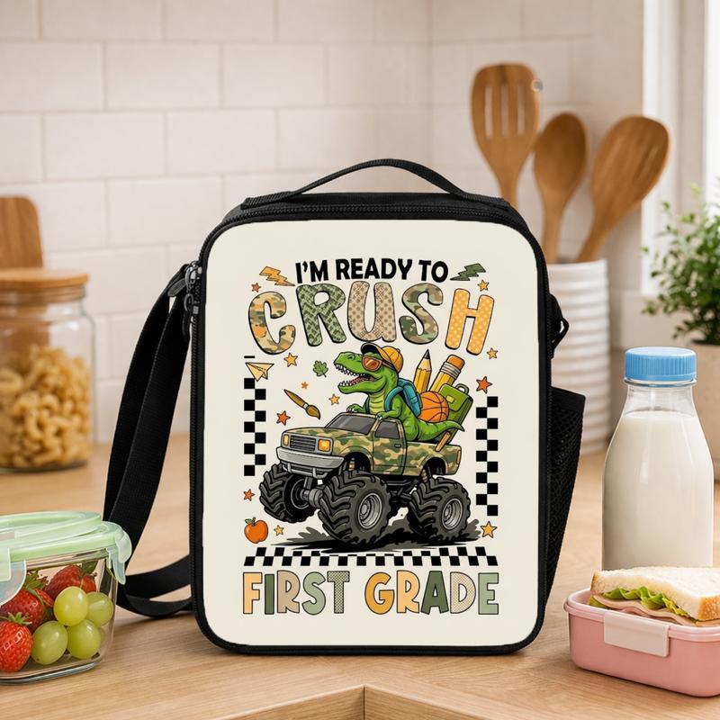 I'm Ready To Crush First Grade - Monster Truck Dino Boy Lunch Bag Lunch Box Bag - Savourry