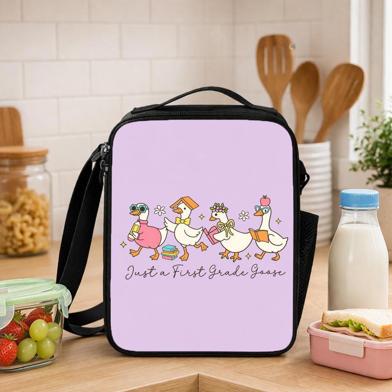 Just A First Grade Goose Lunch Bag - Cute Kids Back To School Lunch Box Bag - Savourry