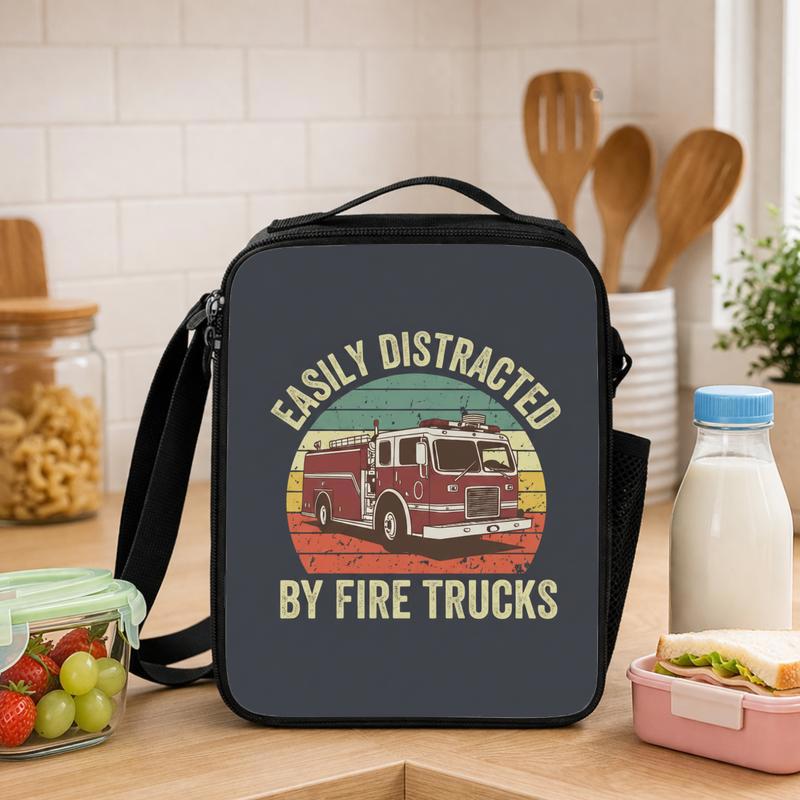 Kids Fire Truck Lunch Bag - Funny Firefighter Back To School Lunch Box Bag - Savourry