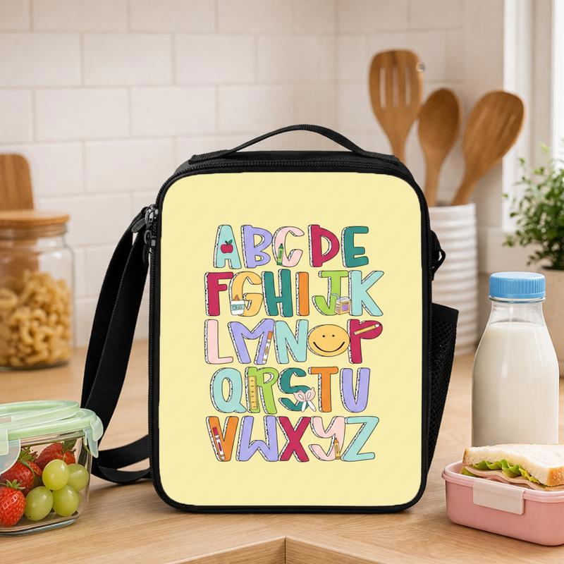 Kids Lunch Bag - Colorful ABC Alphabet Letters Design Lunch Box Bag - Savourry