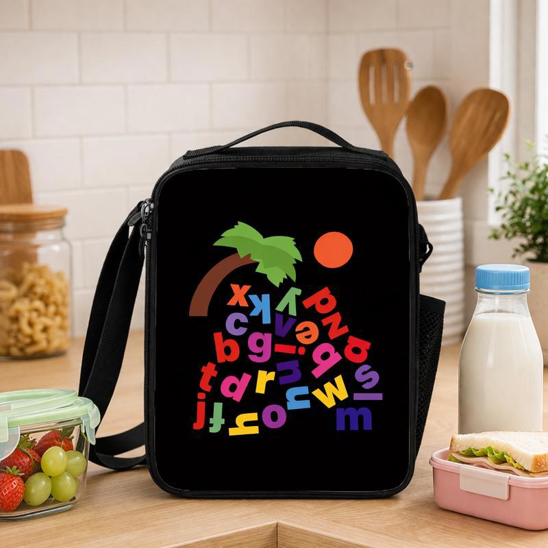 Kids Lunch Bag - Colorful Alphabet Letters Fun School Design Lunch Box Bag - Savourry