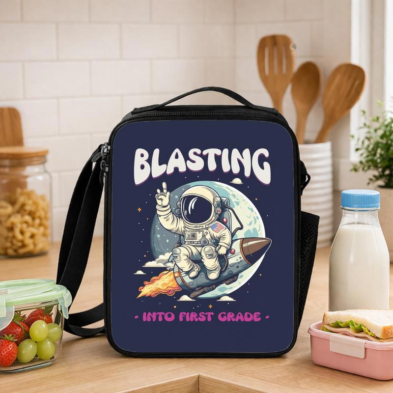 Kids Lunch Bag First Grade - Blasting Into Space Astronaut Lunch Box Bag - Savourry