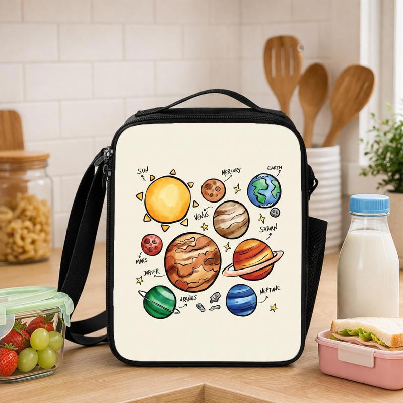 Kids Lunch Bag Solar System - Cute Planets Learning Design Lunch Box Bag - Savourry