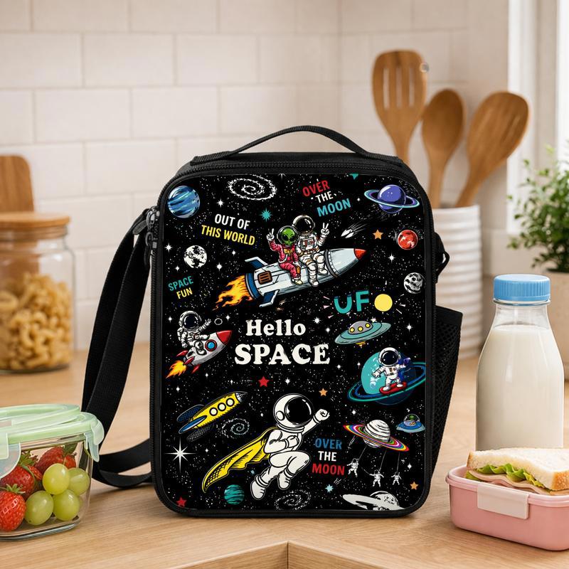 Kids Lunch Bag Space Fun - Astronaut Rocket Design Lunch Box Bag - Savourry