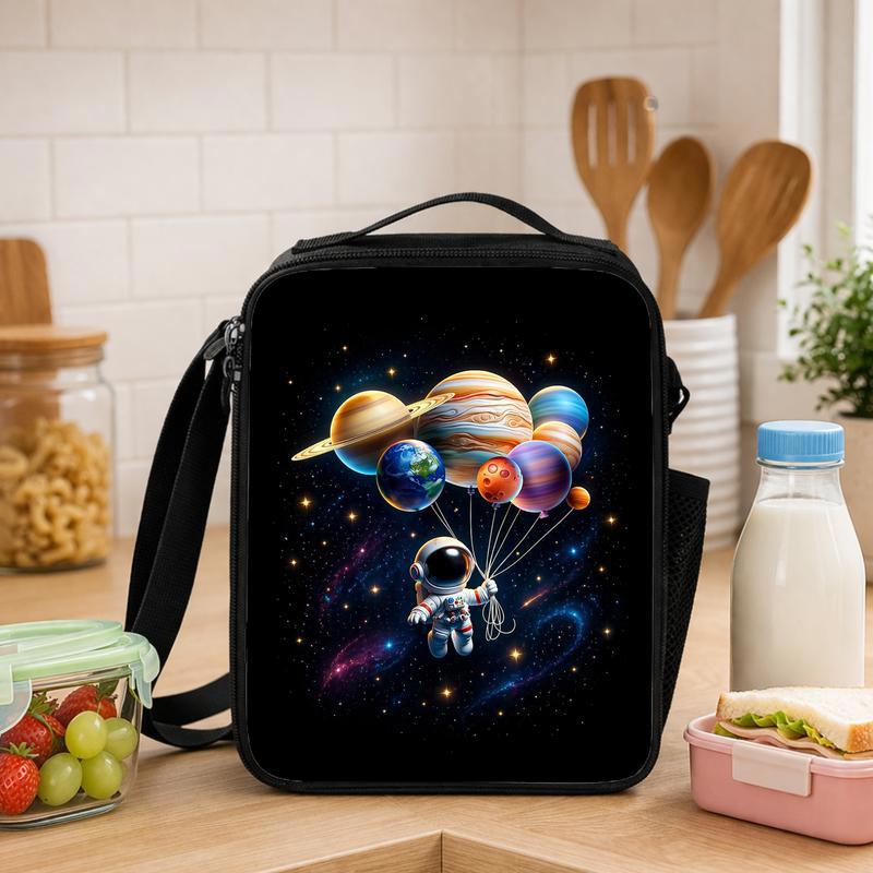 Kids Lunch Bag Space Theme - Astronaut Planet Galaxy Design Lunch Box Bag - Savourry