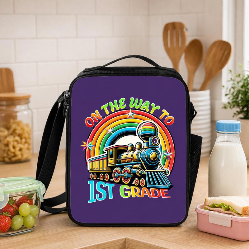 Kids Train Lunch Bag - First Grade Rainbow Train Back To School Lunch Box Bag - Savourry