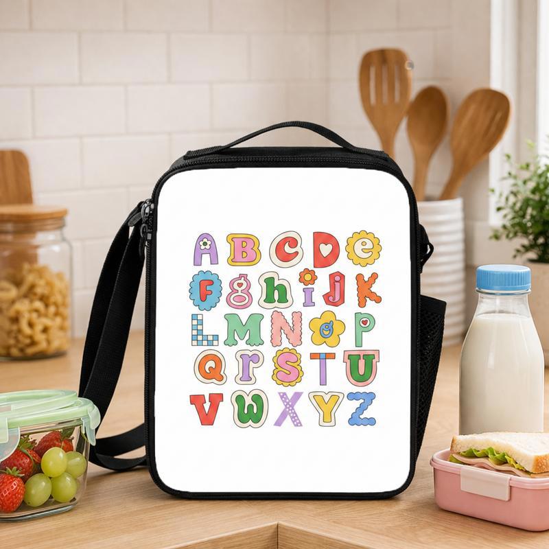Kindergarten Lunch Bag - Cartoon Alphabet Letters Kids Style Lunch Box Bag - Savourry