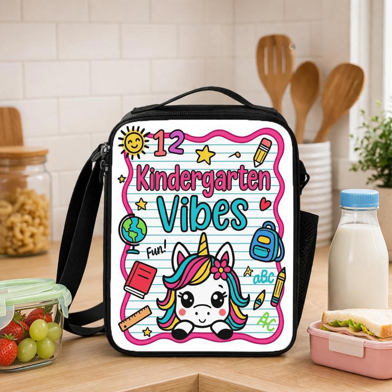 Kindergarten Vibes Lunch Bag - Cute Unicorn School Style Lunch Box Bag - Savourry