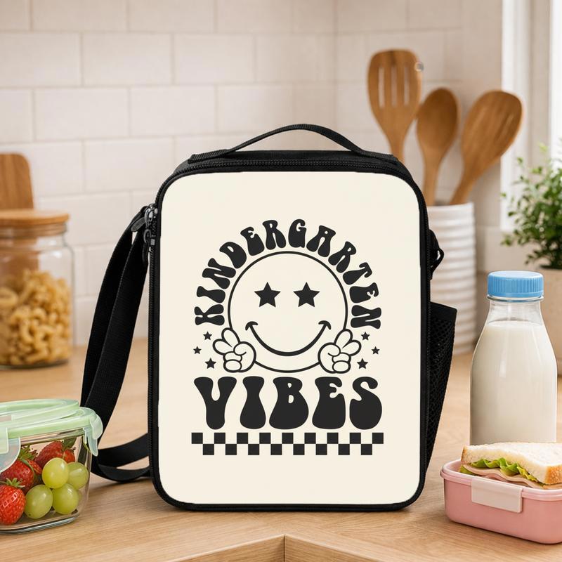 Kindergarten Vibes Lunch Bag - Retro Smiley School Style Lunch Box Bag - Savourry