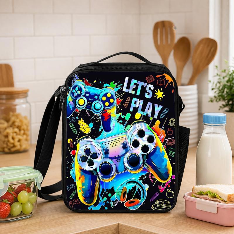 Let’s Play Gamer Lunch Bag - Color Splash Back To School Lunch Box Bag - Savourry