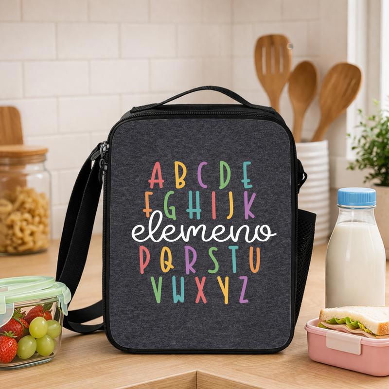 Lunch Bag For Kids - Colorful Alphabet Preschool Learning Lunch Box Bag - Savourry