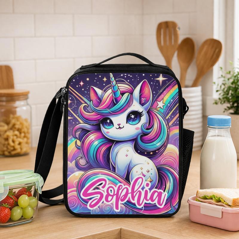 Magical Unicorn Lunch Bag - Custom Name Kids School Lunch Box Bag - Savourry