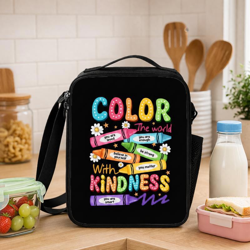 Middle School Lunch Bag - Colorful Kindness School Message Lunch Box Bag - Savourry